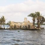 Ruin surrounded by water in an Egyptian oasis