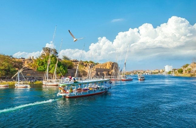 Colourful Nubian houses and traditional Nubian culture in Aswan